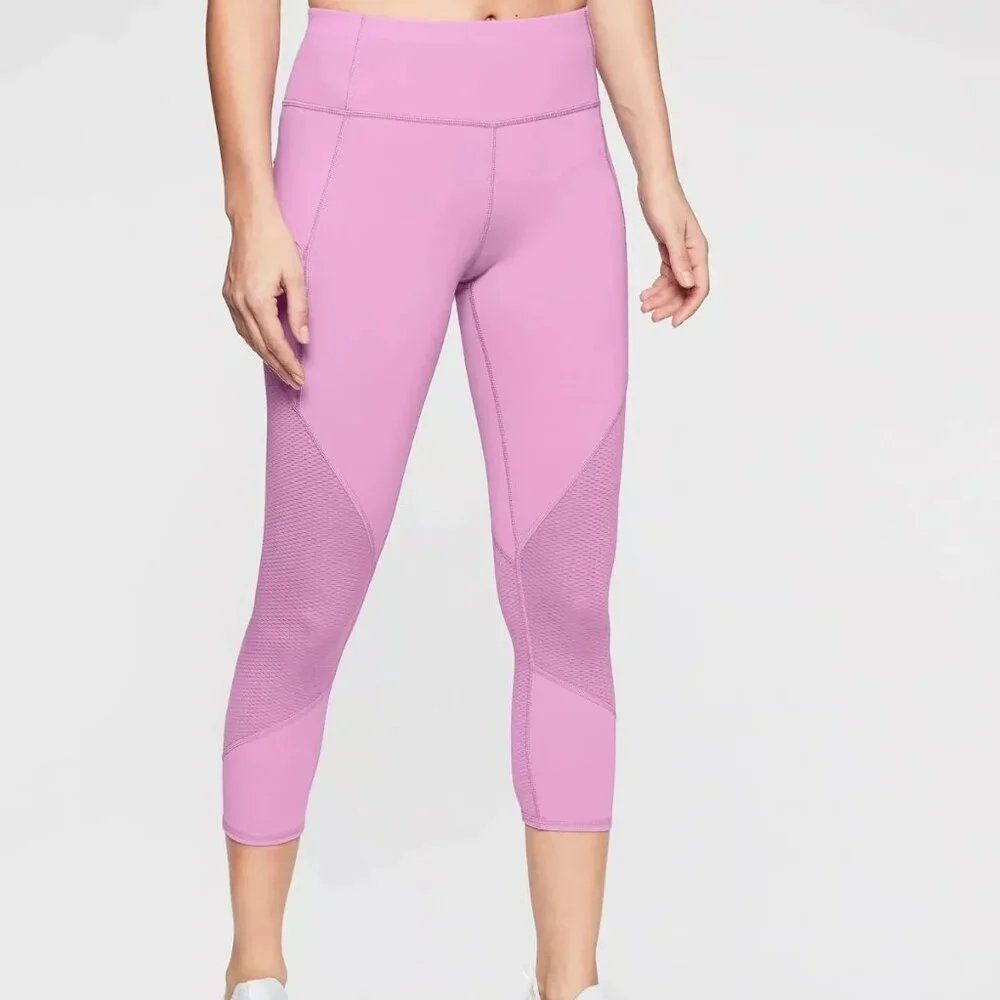 Athleta Mesh Contender Capri in Violet Blush Multiple Zipper Pockets‎ Size S